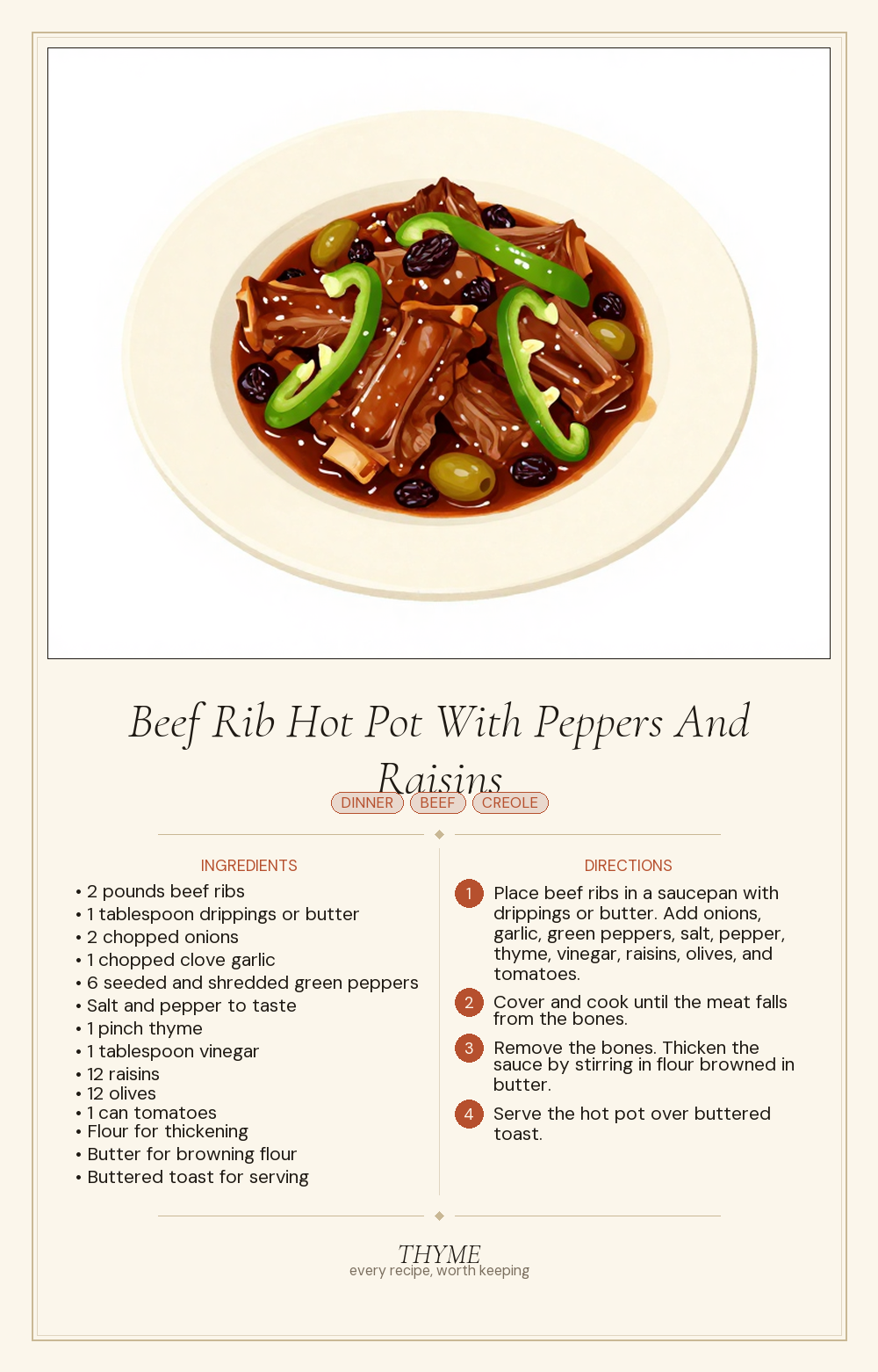 Beef Rib Hot Pot With Peppers And Raisins