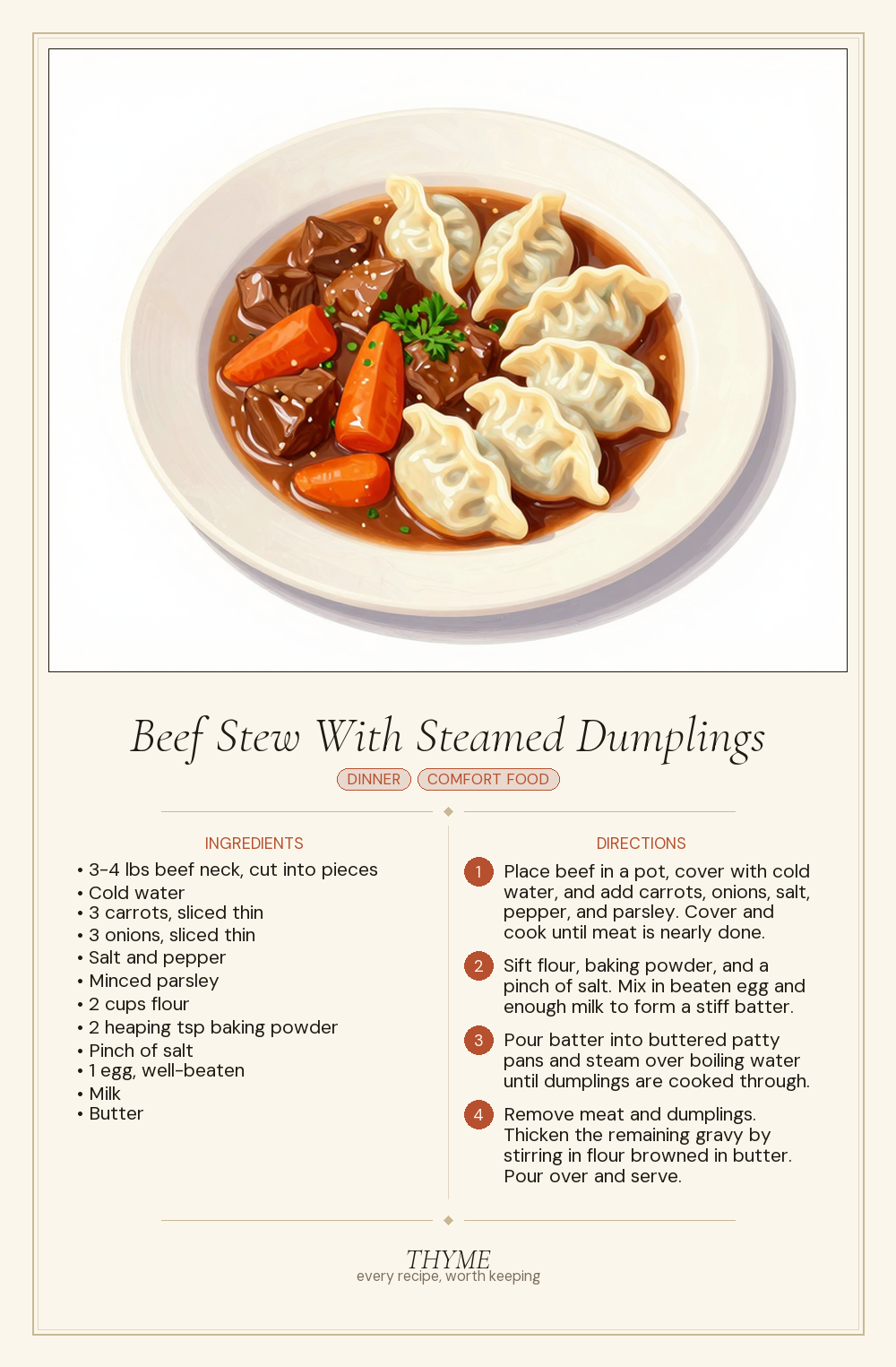 Beef Stew With Steamed Dumplings