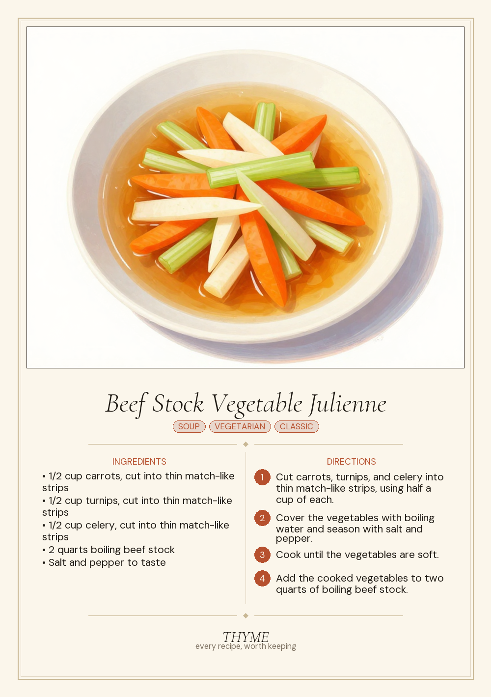 Beef Stock Vegetable Julienne