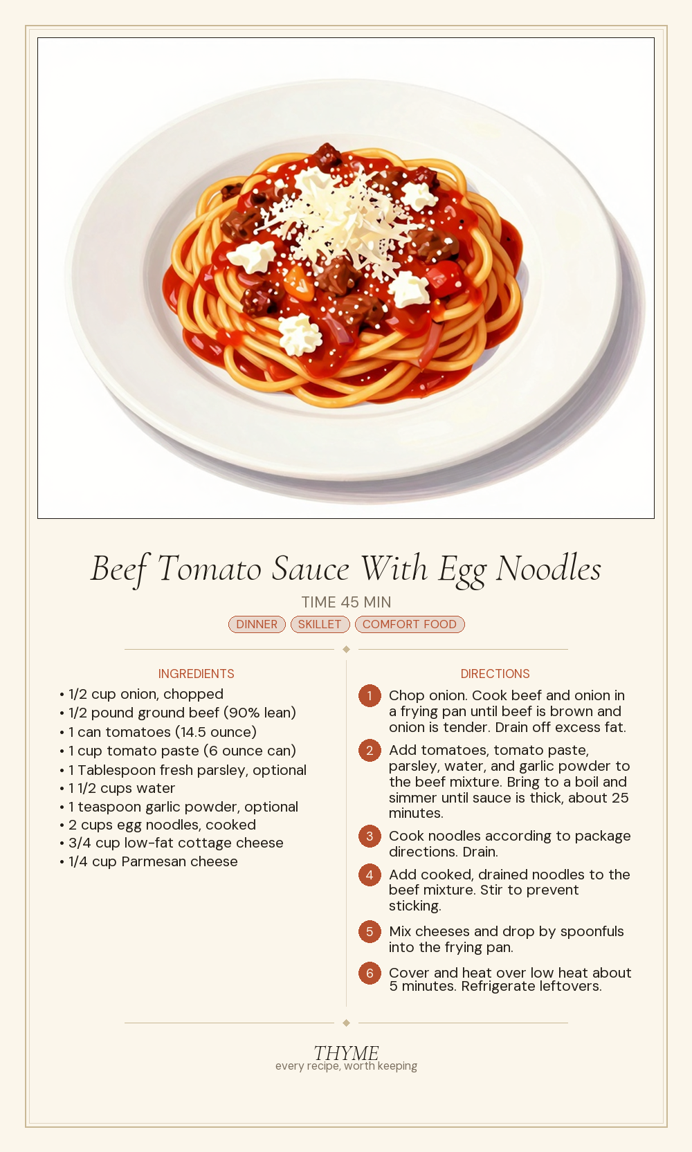 Beef Tomato Sauce With Egg Noodles