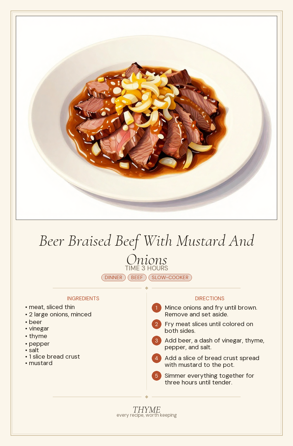 Beer Braised Beef With Mustard And Onions