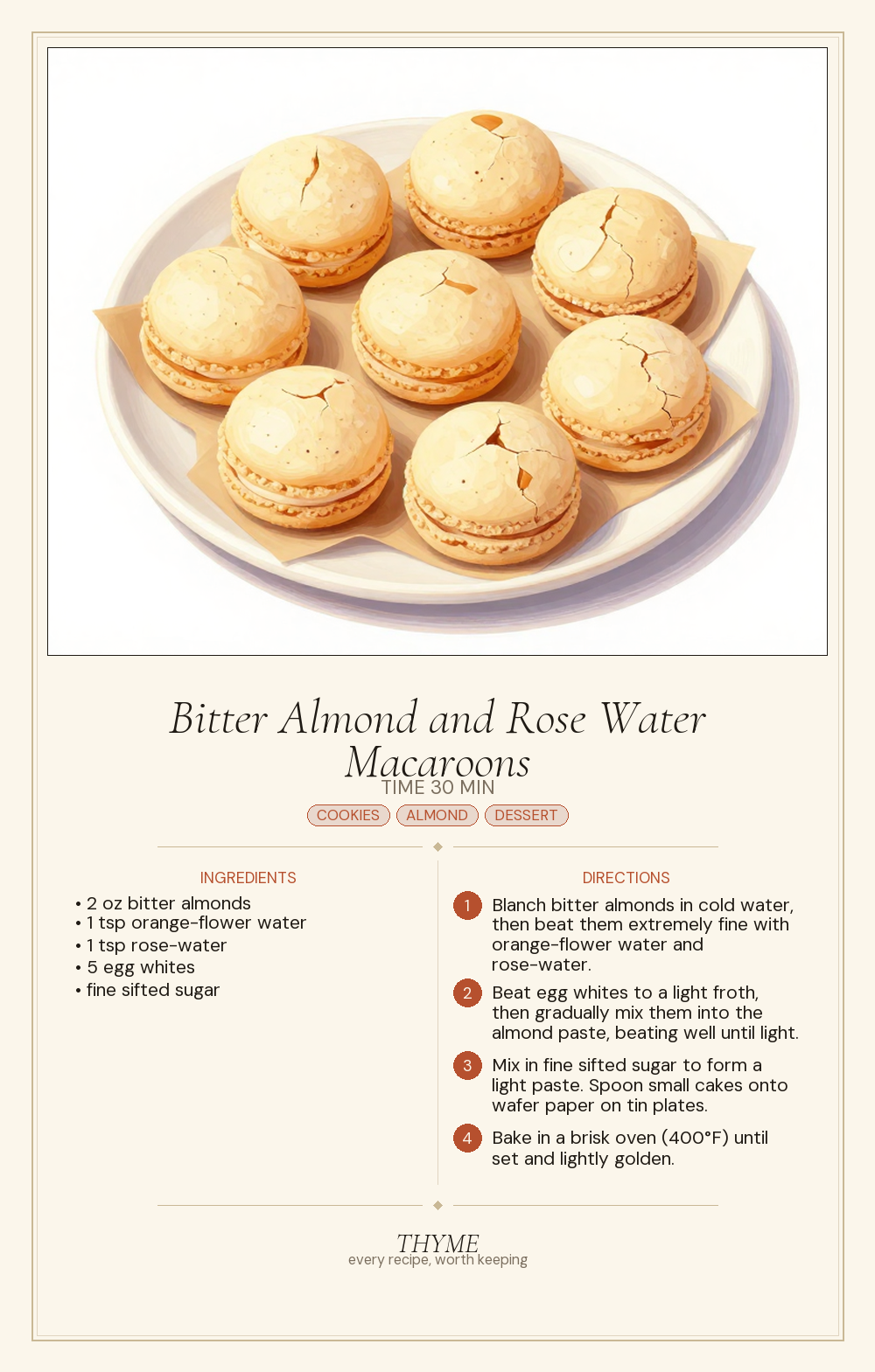 Bitter Almond and Rose Water Macaroons