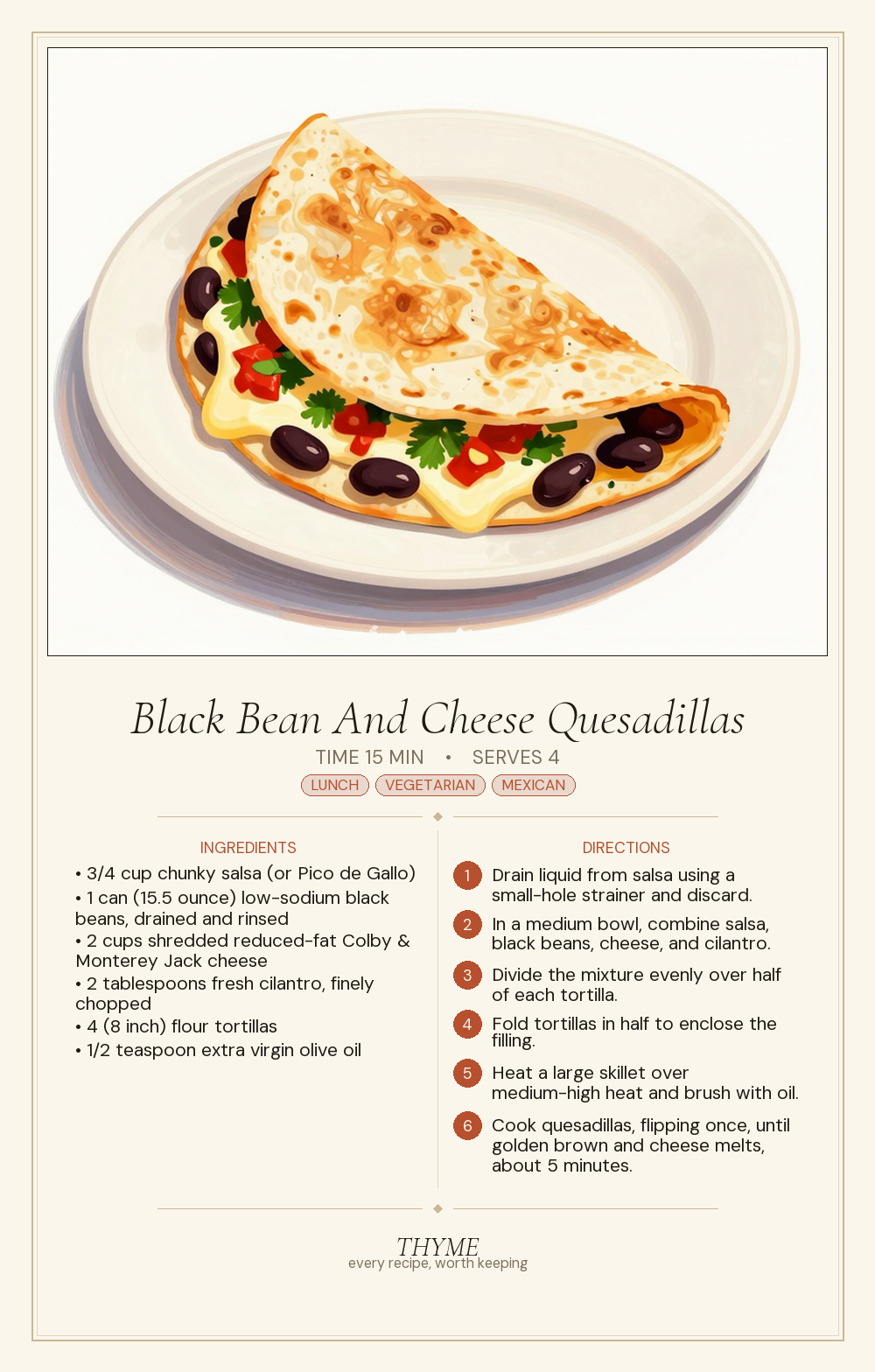Black Bean And Cheese Quesadillas