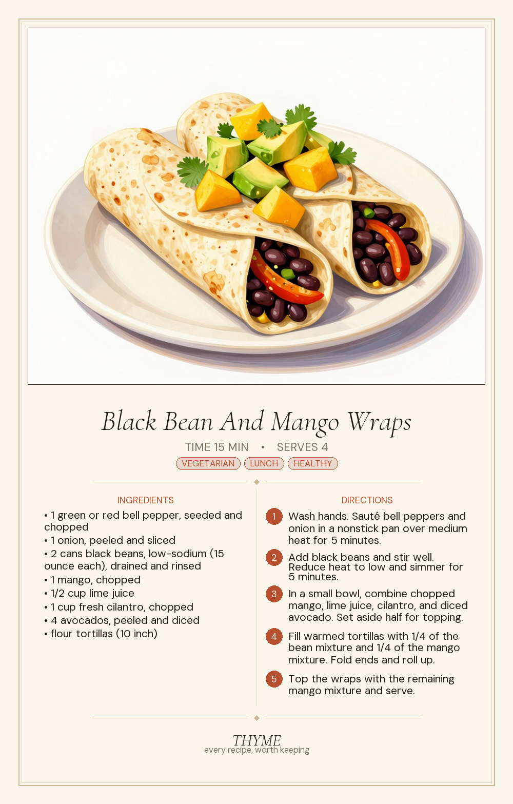 Black Bean And Mango Wraps