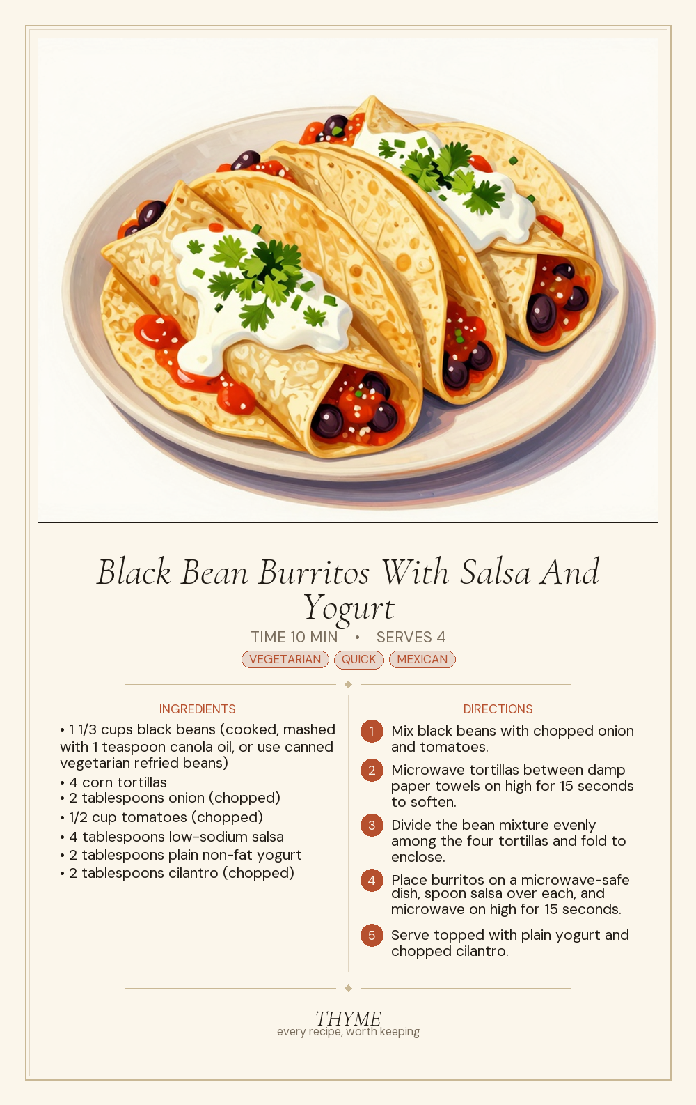 Black Bean Burritos With Salsa And Yogurt