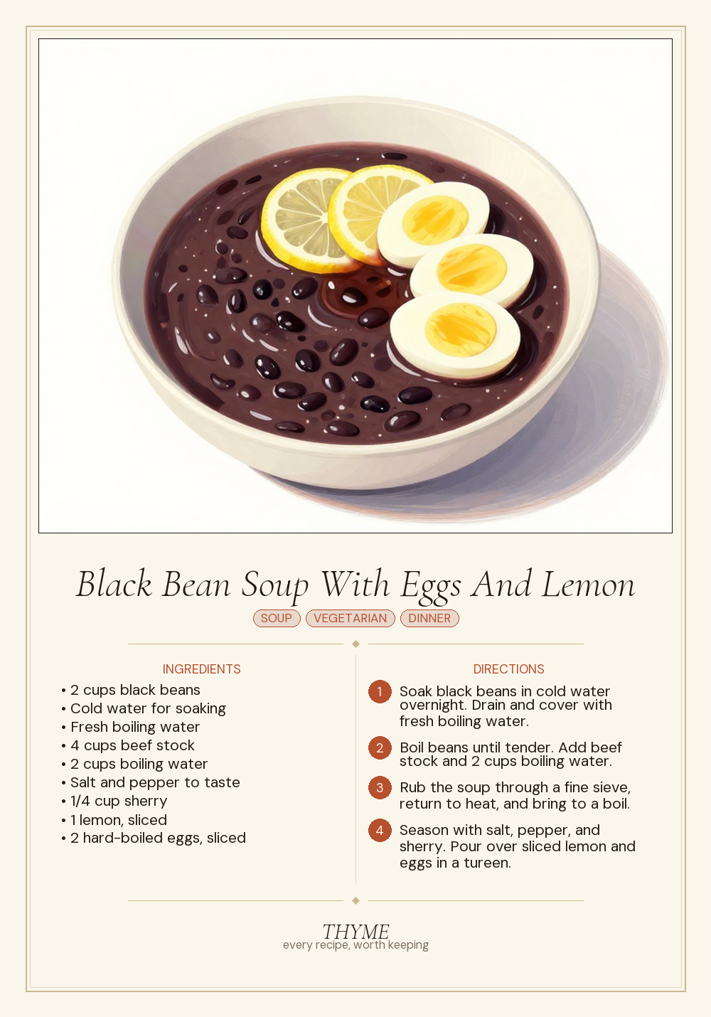 Black Bean Soup With Eggs And Lemon