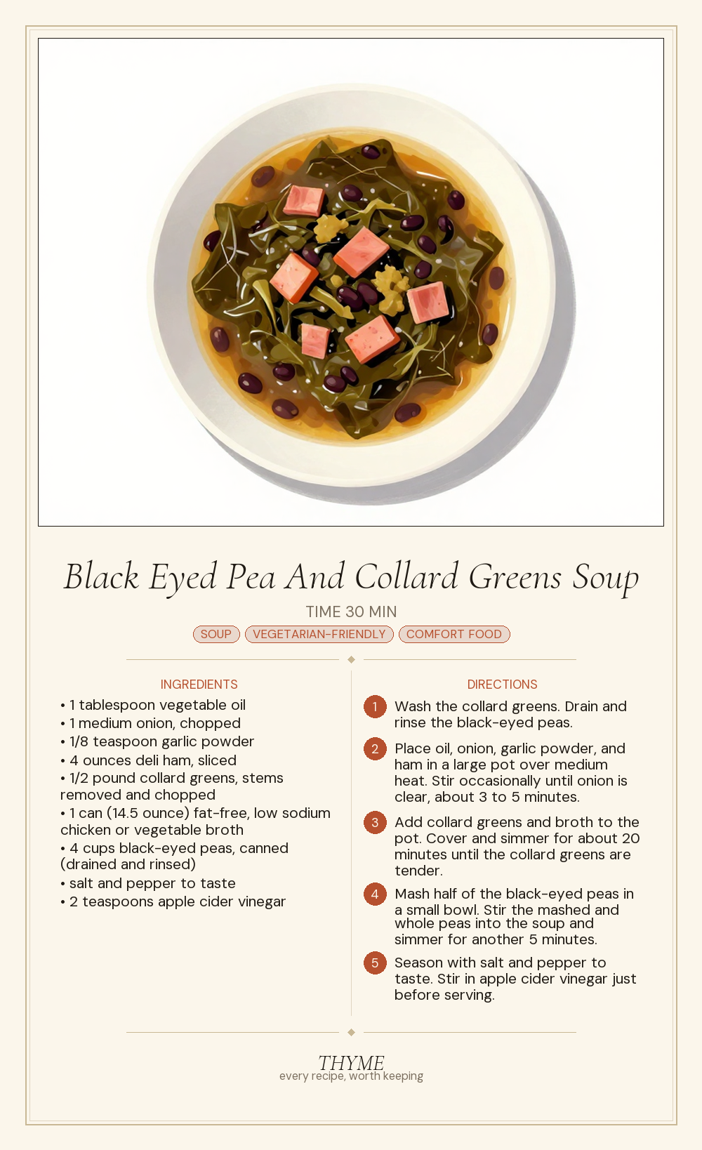 Black Eyed Pea And Collard Greens Soup