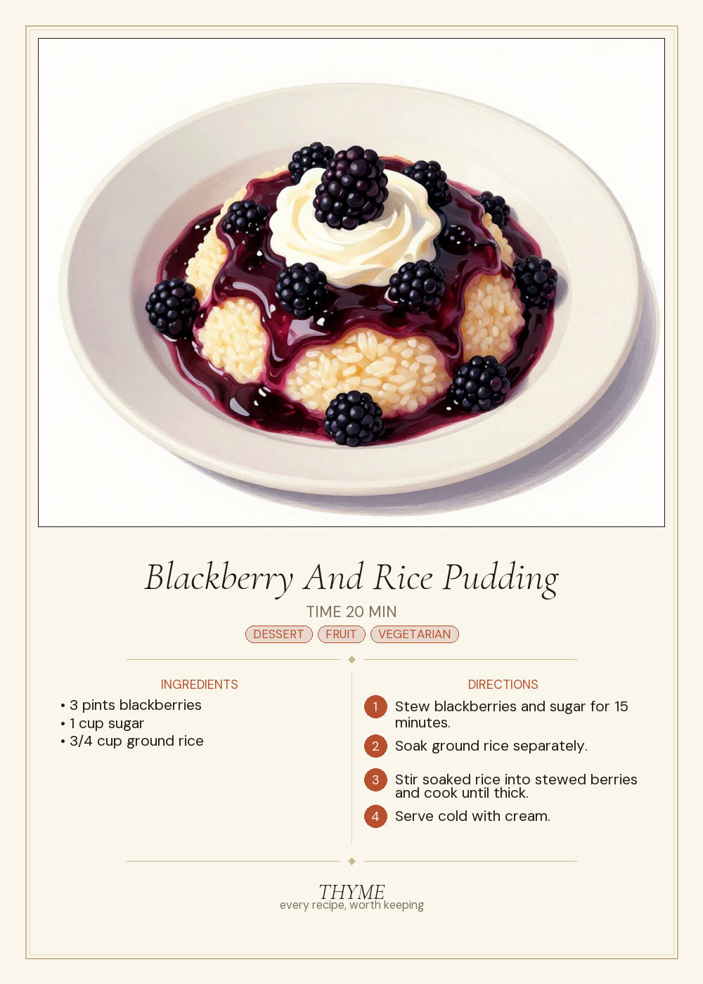 Blackberry And Rice Pudding