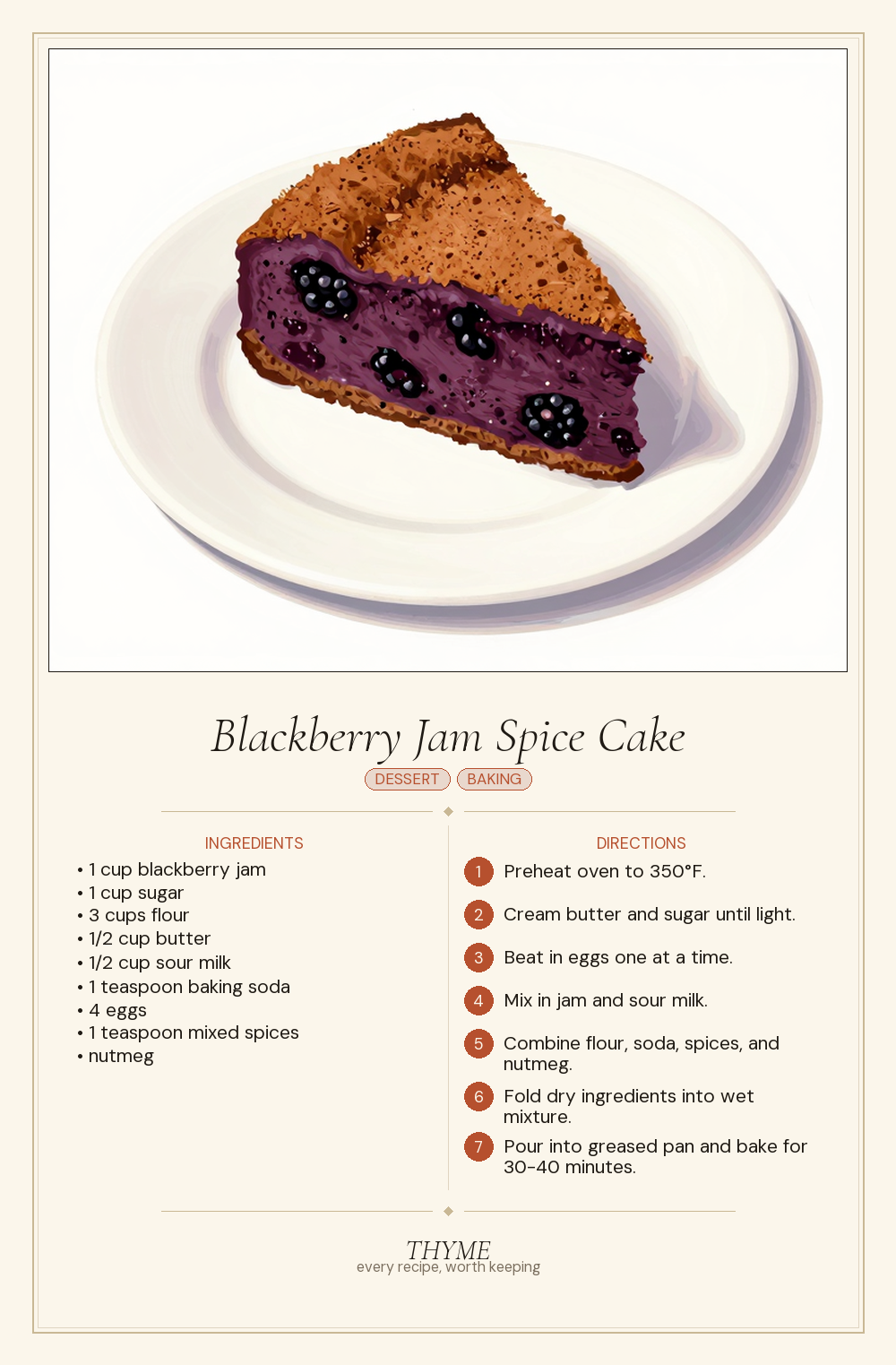 Blackberry Jam Spice Cake