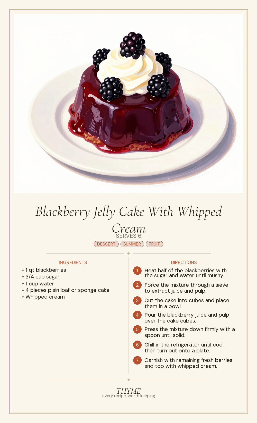 Blackberry Jelly Cake With Whipped Cream