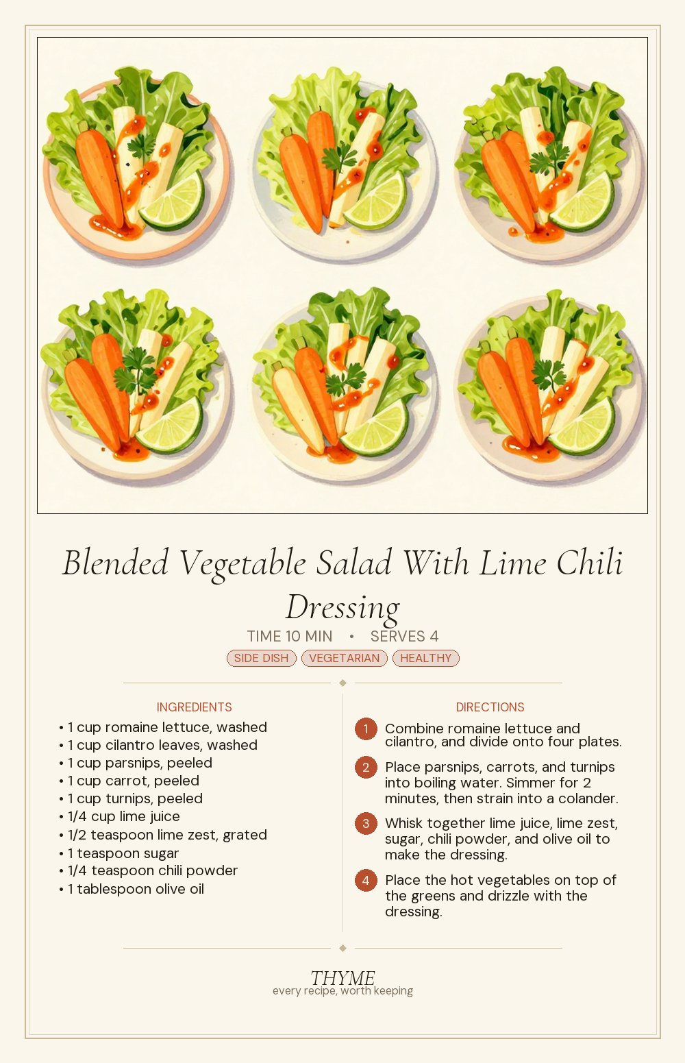 Blended Vegetable Salad With Lime Chili Dressing