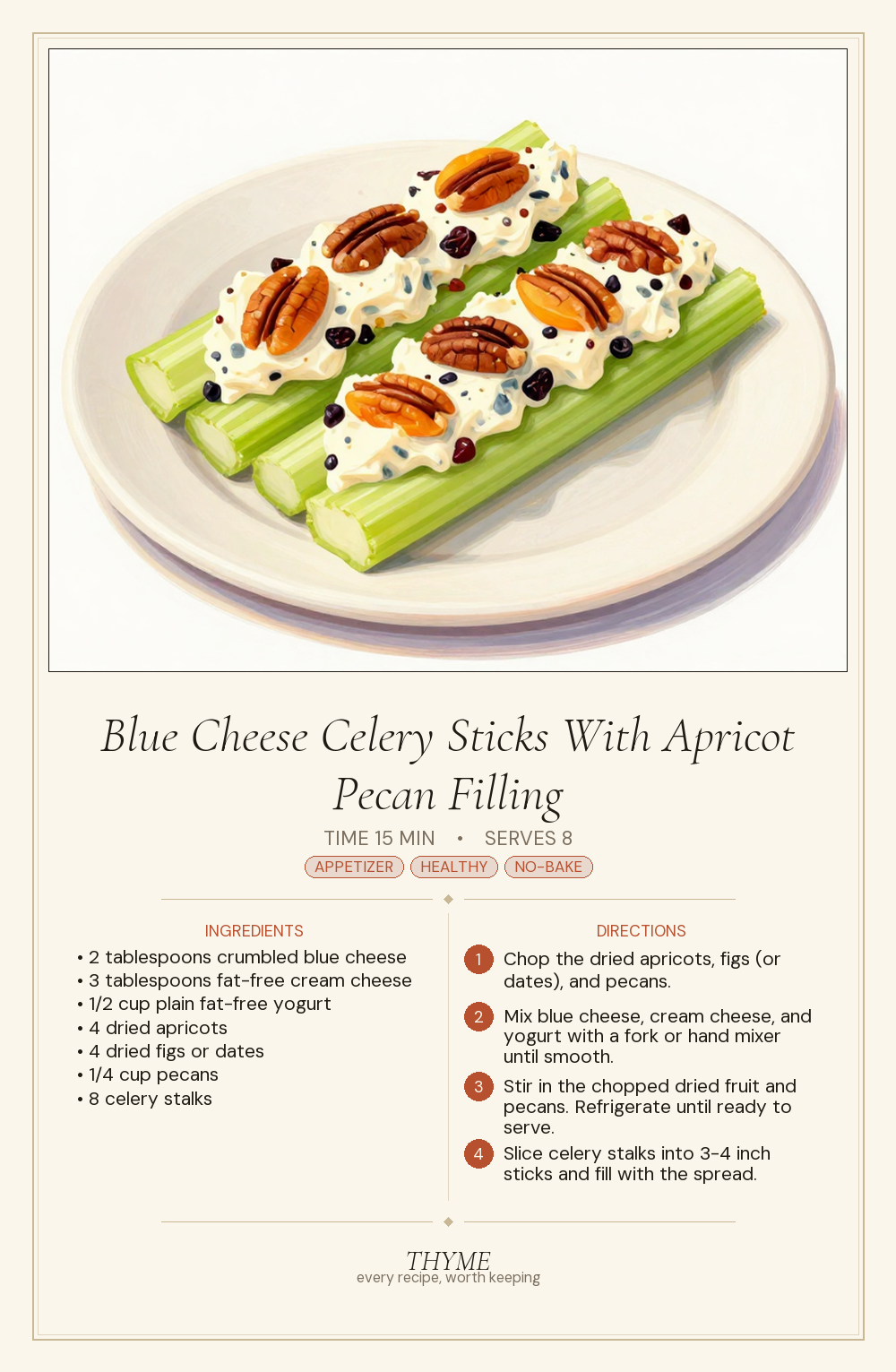 Blue Cheese Celery Sticks With Apricot Pecan Filling