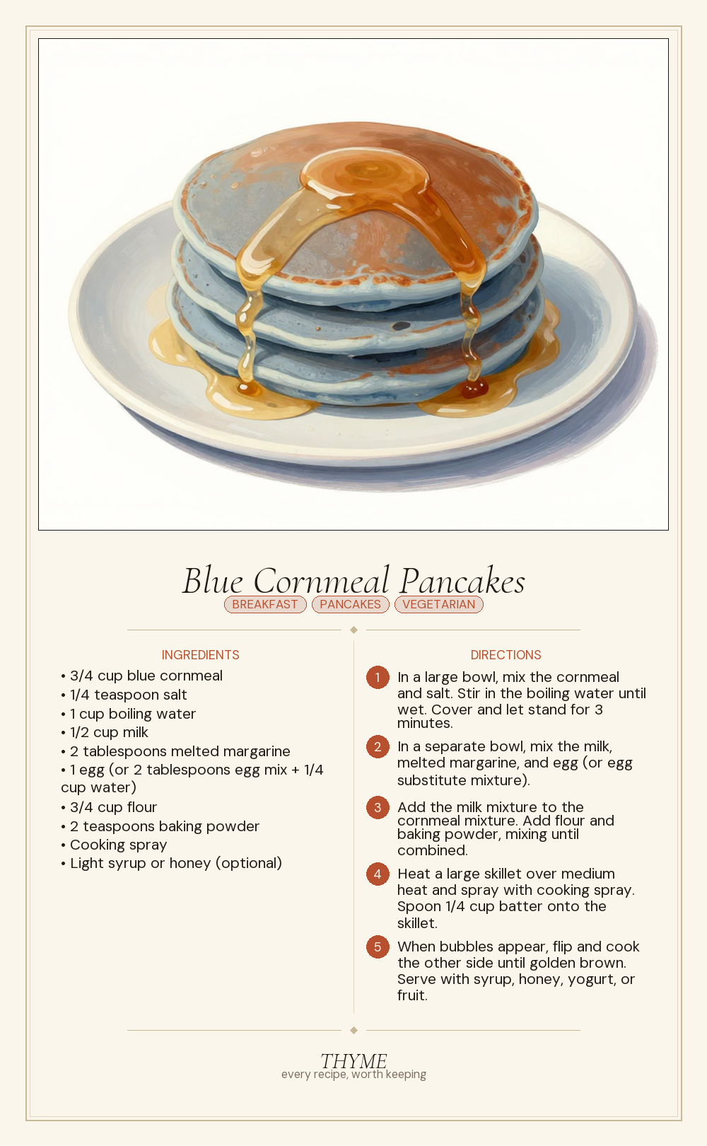 Blue Cornmeal Pancakes