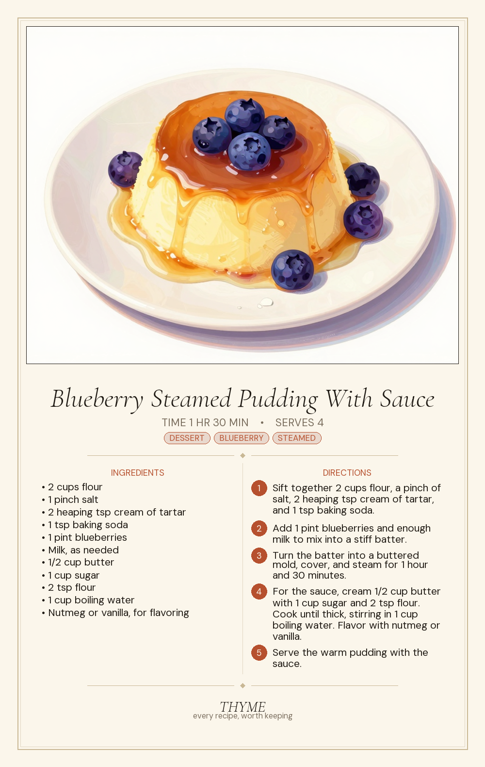 Blueberry Steamed Pudding With Sauce