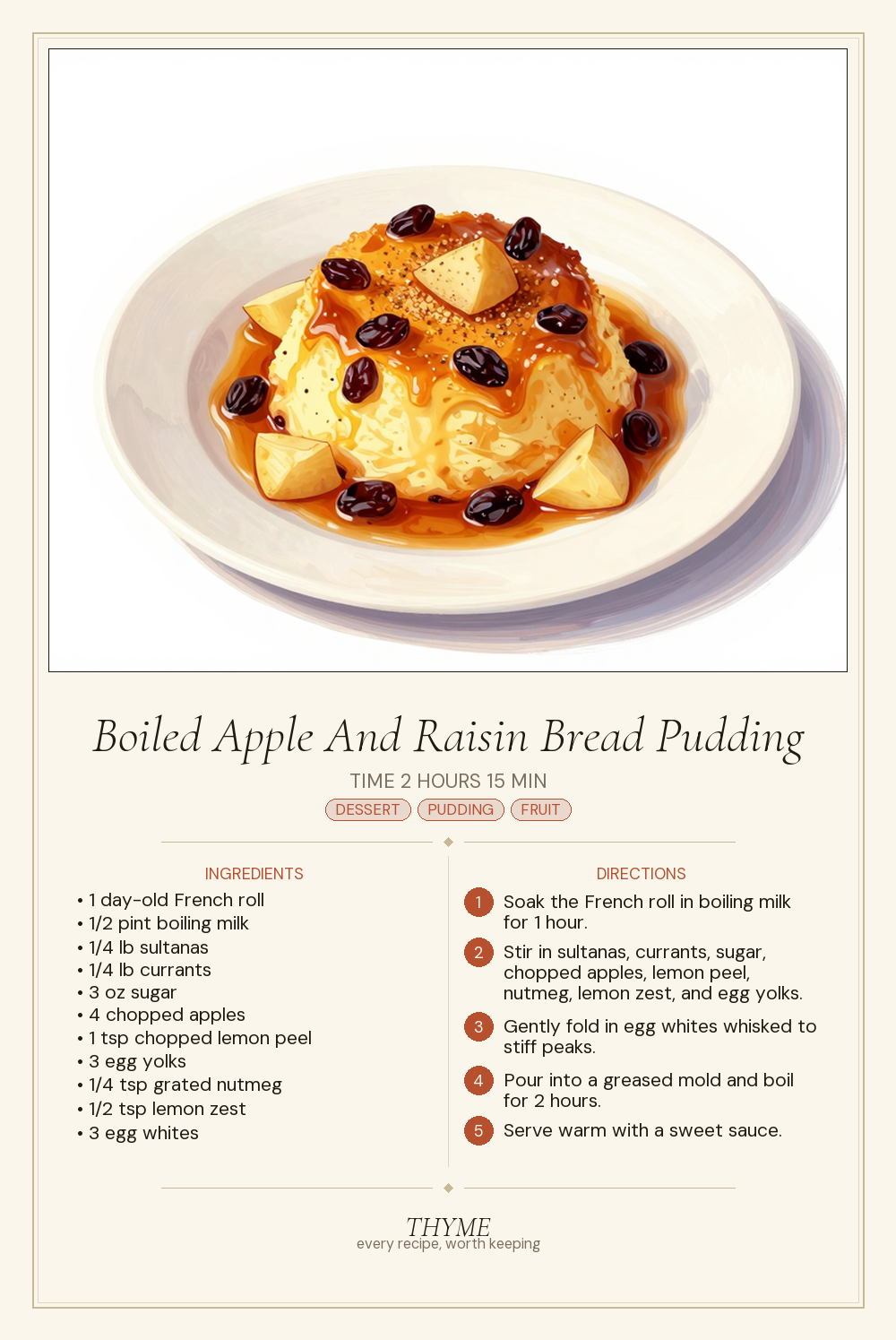 Boiled Apple And Raisin Bread Pudding