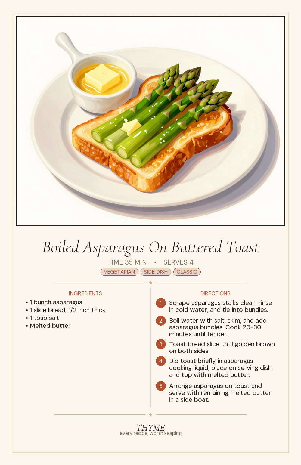 Boiled Asparagus On Buttered Toast