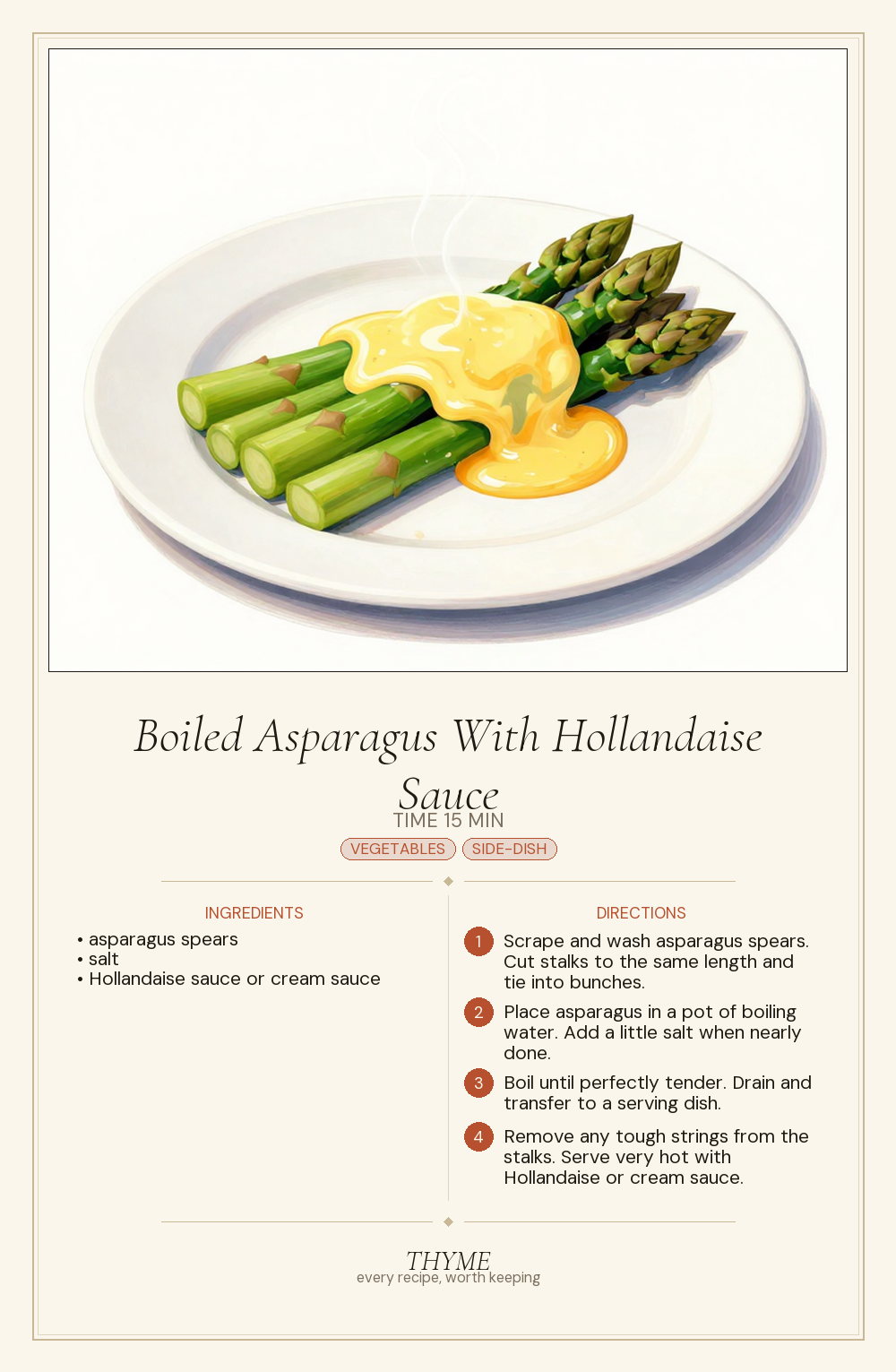 Boiled Asparagus With Hollandaise Sauce