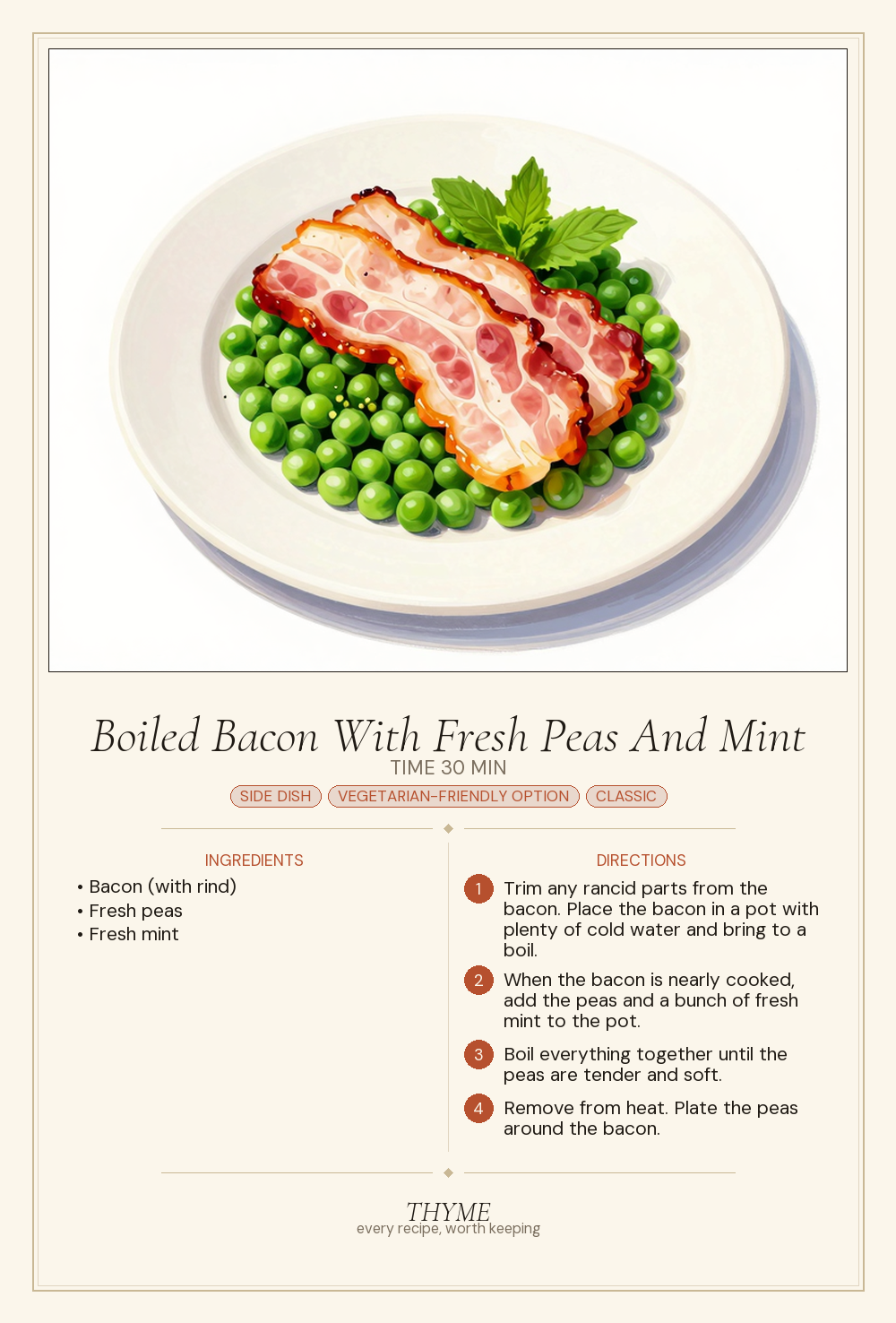 Boiled Bacon With Fresh Peas And Mint