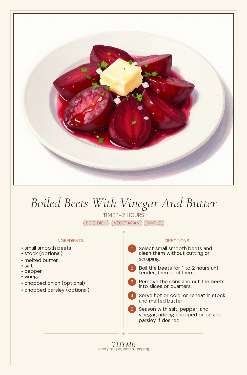 Boiled Beets With Vinegar And Butter