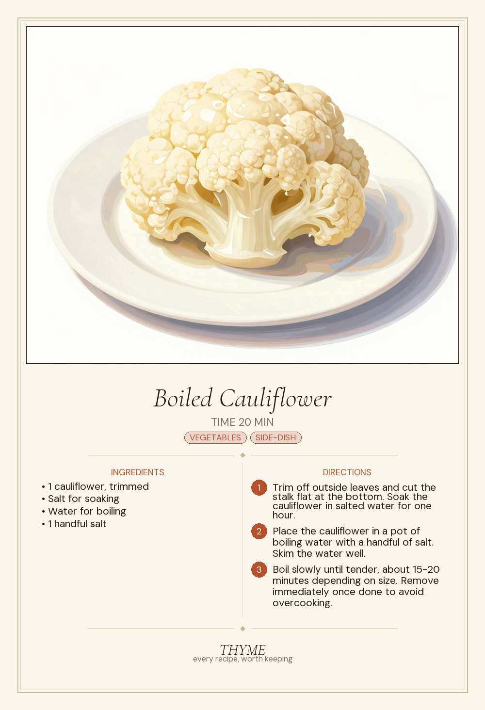 Boiled Cauliflower