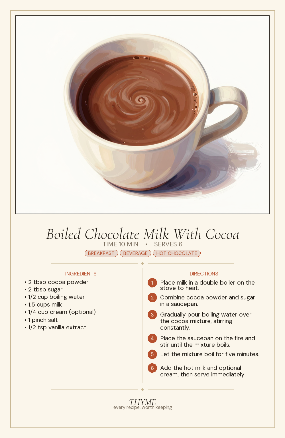 Boiled Chocolate Milk With Cocoa