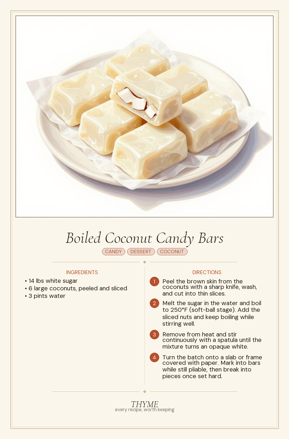 Boiled Coconut Candy Bars