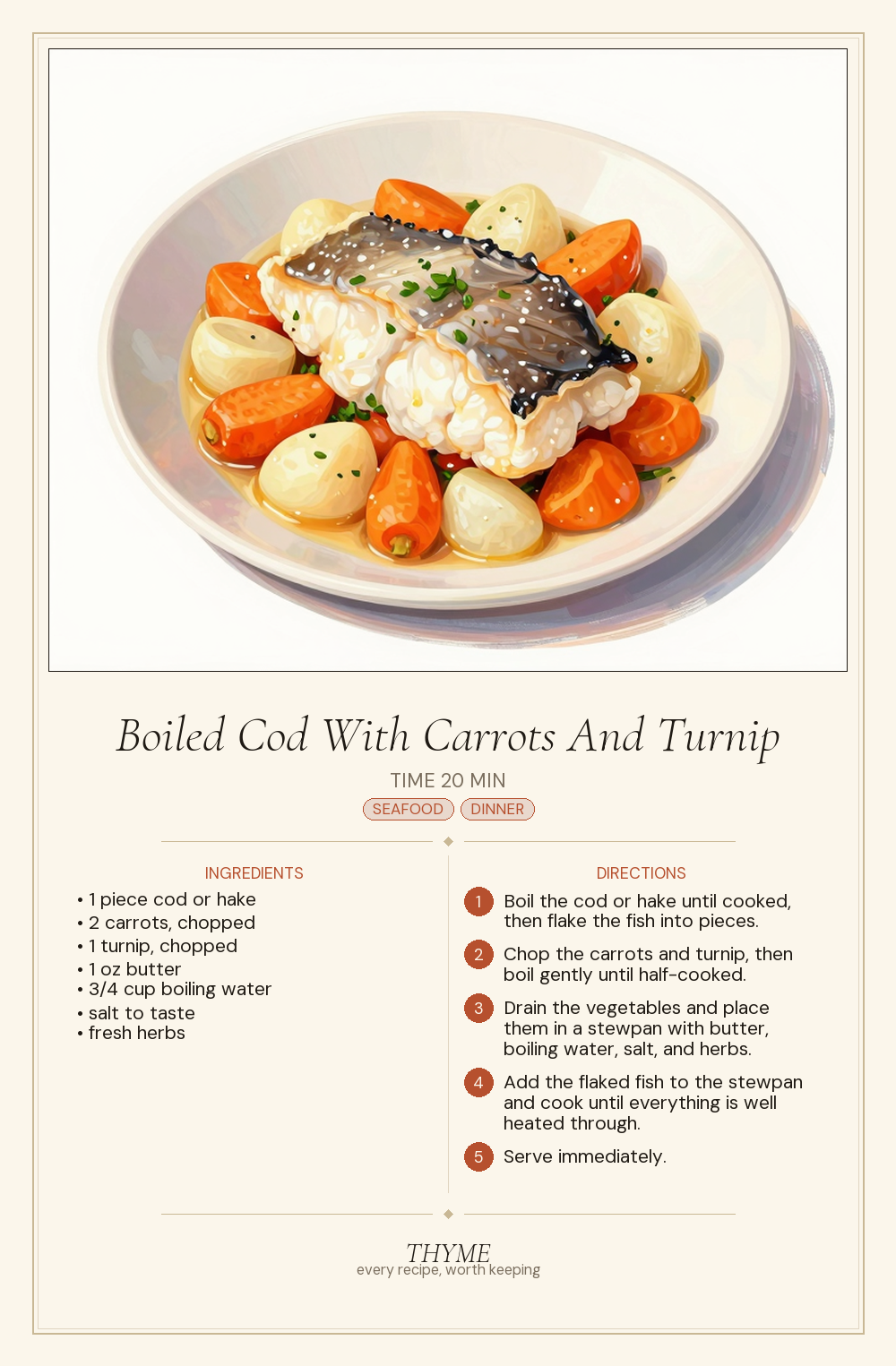 Boiled Cod With Carrots And Turnip