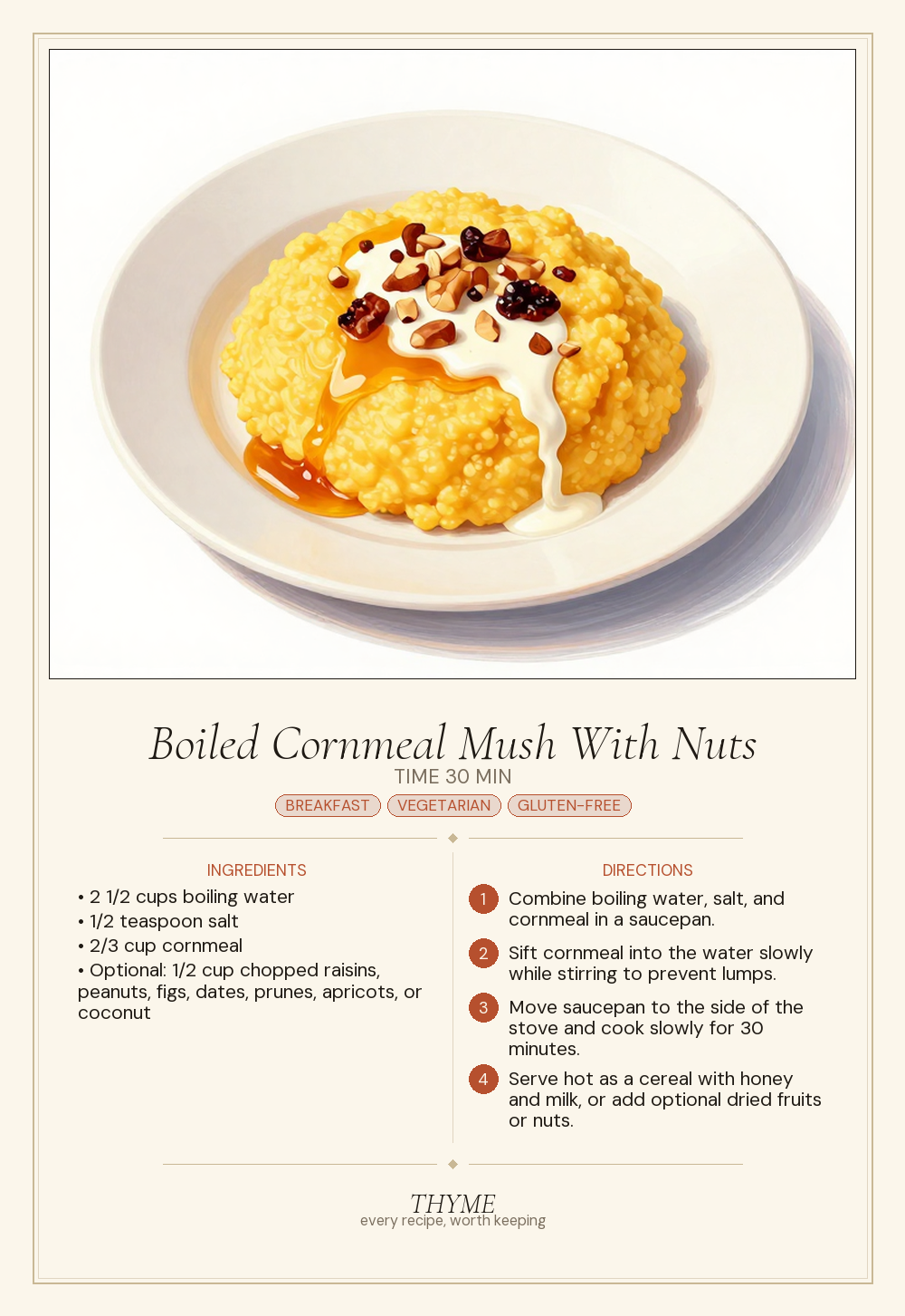 Boiled Cornmeal Mush With Nuts