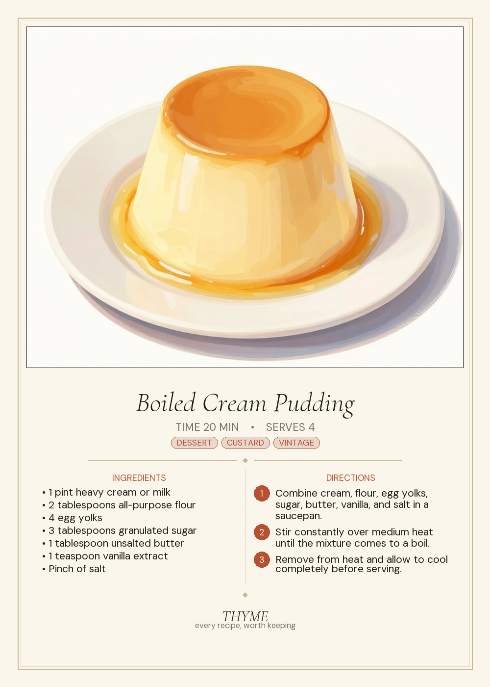 Boiled Cream Pudding