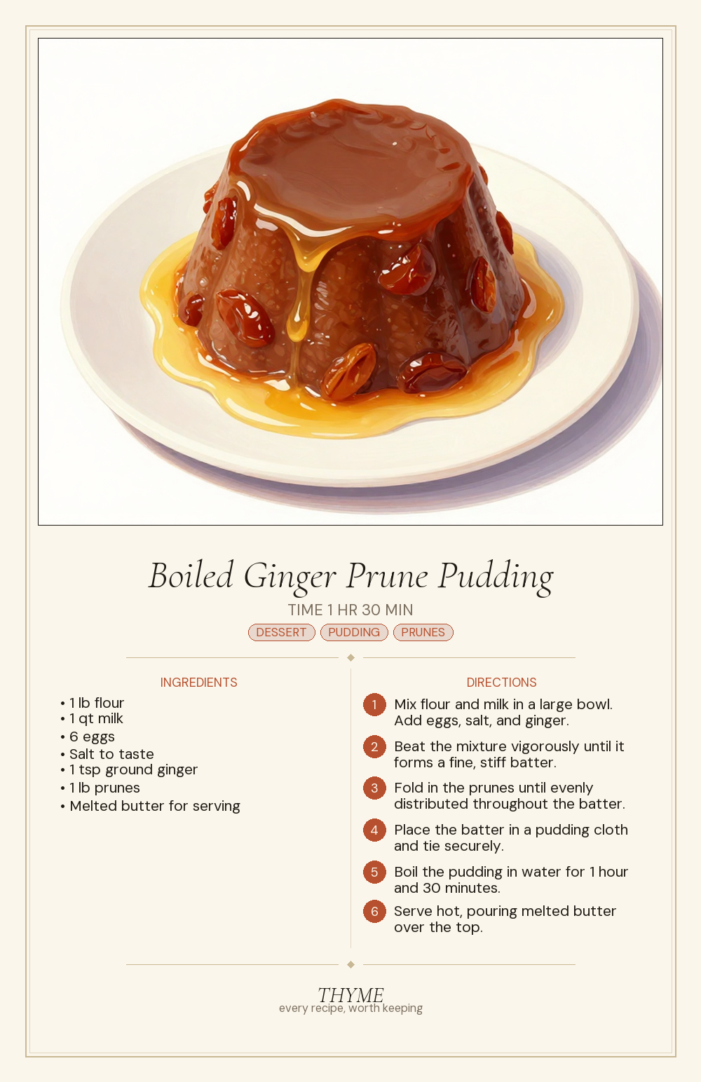 Boiled Ginger Prune Pudding