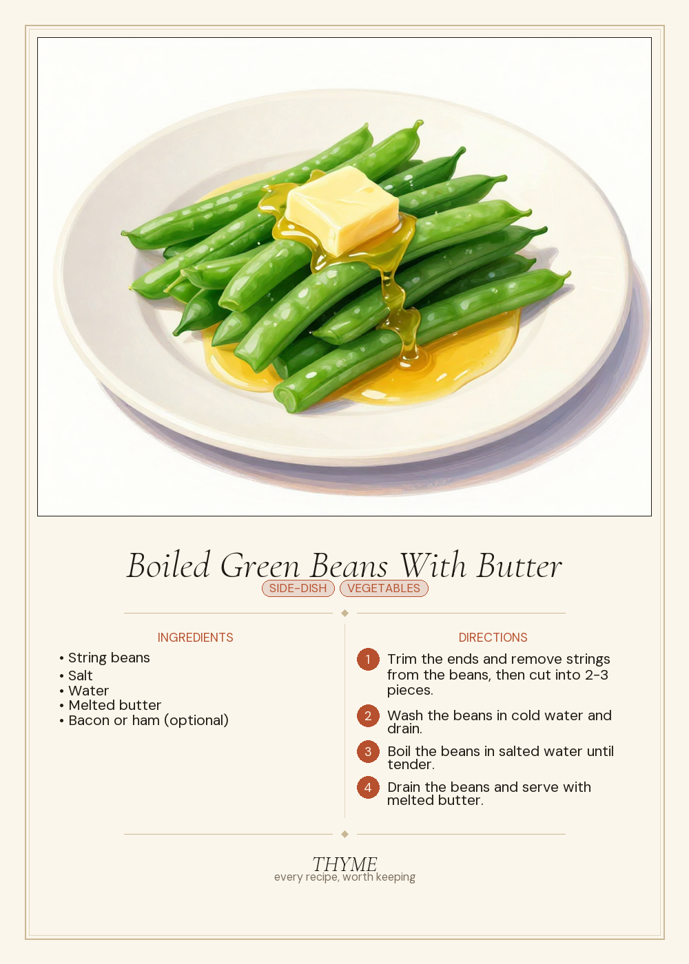 Boiled Green Beans With Butter