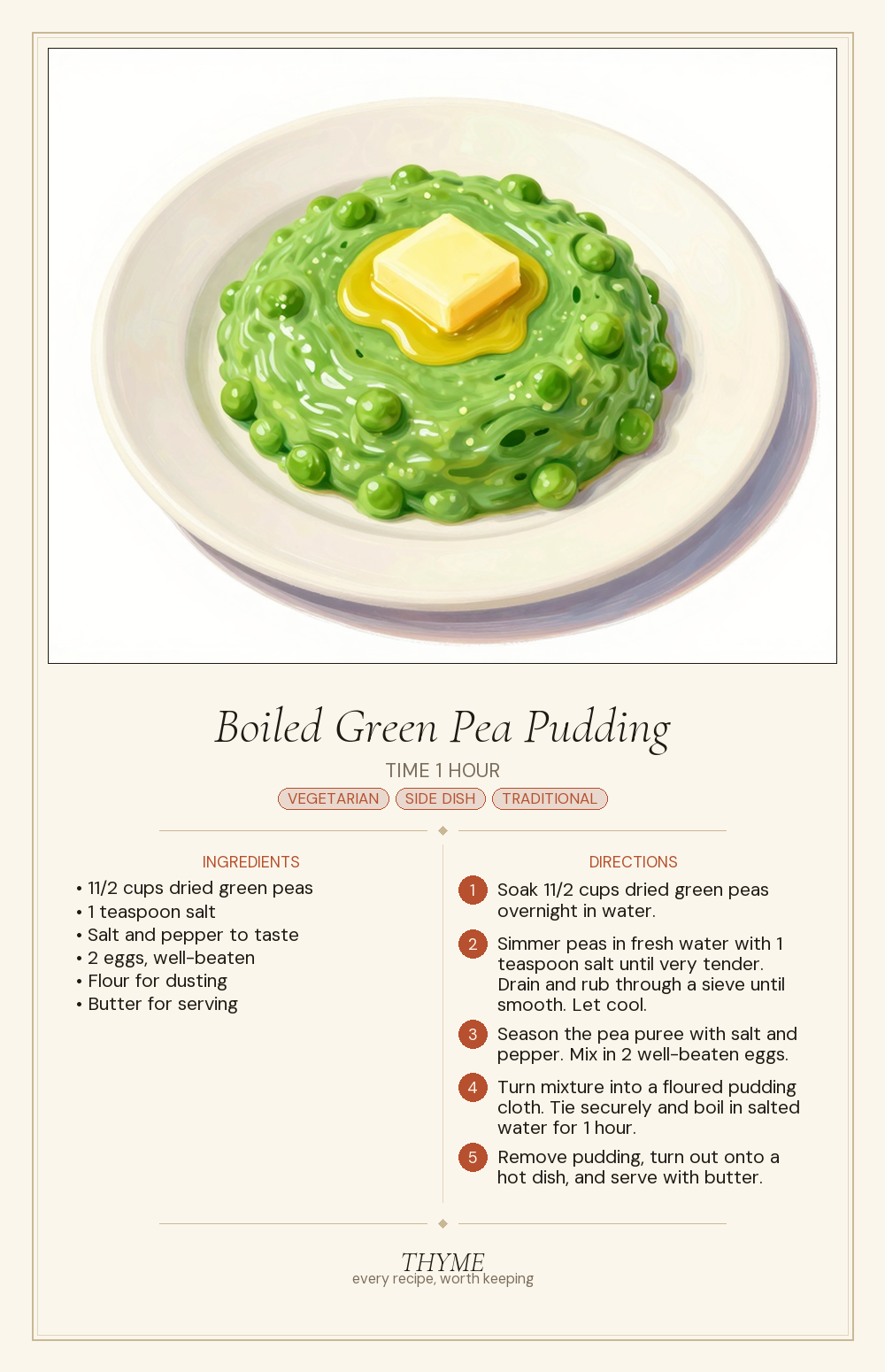 Boiled Green Pea Pudding