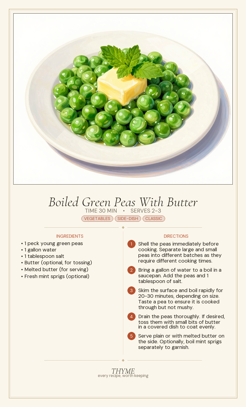Boiled Green Peas With Butter