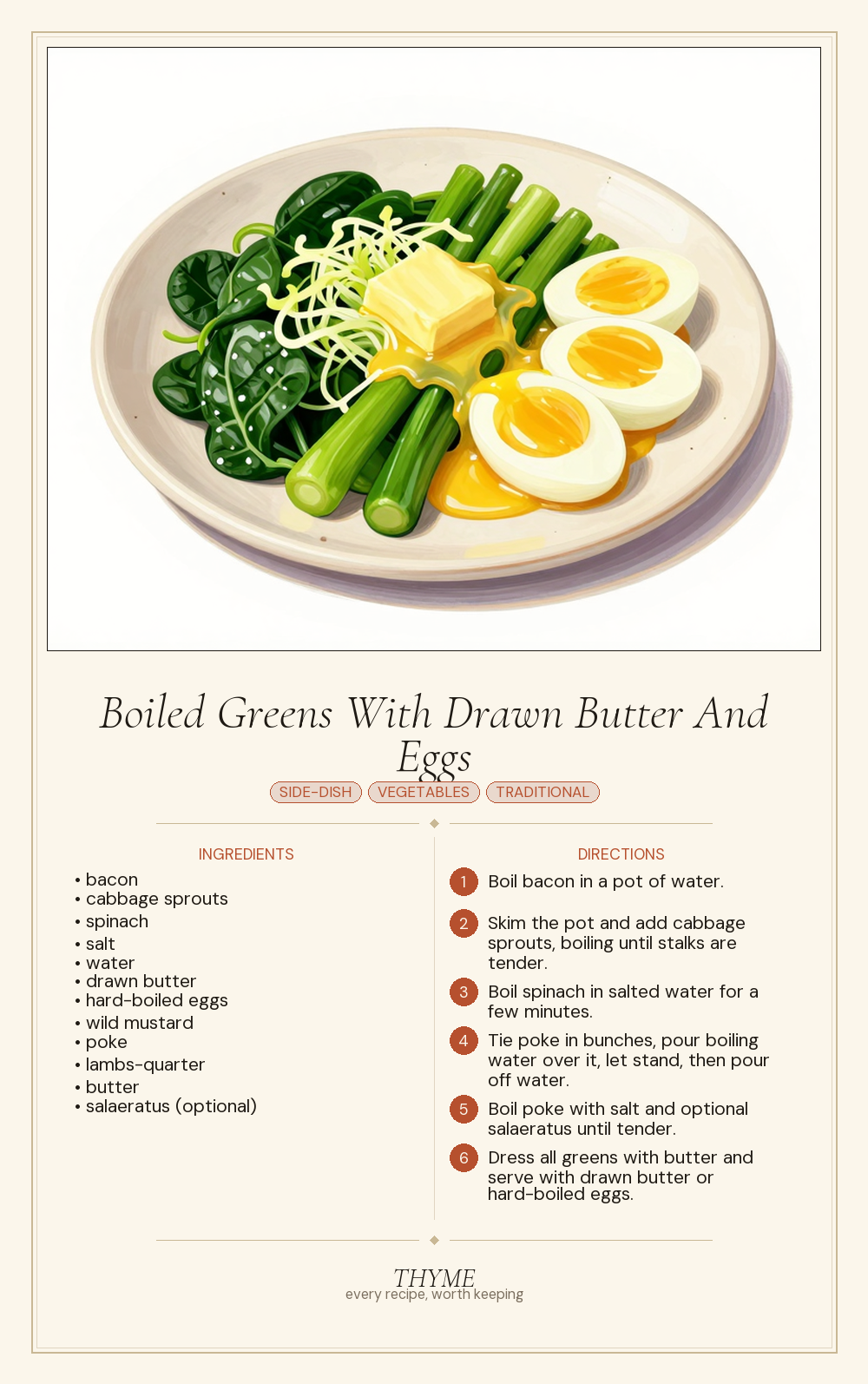 Boiled Greens With Drawn Butter And Eggs