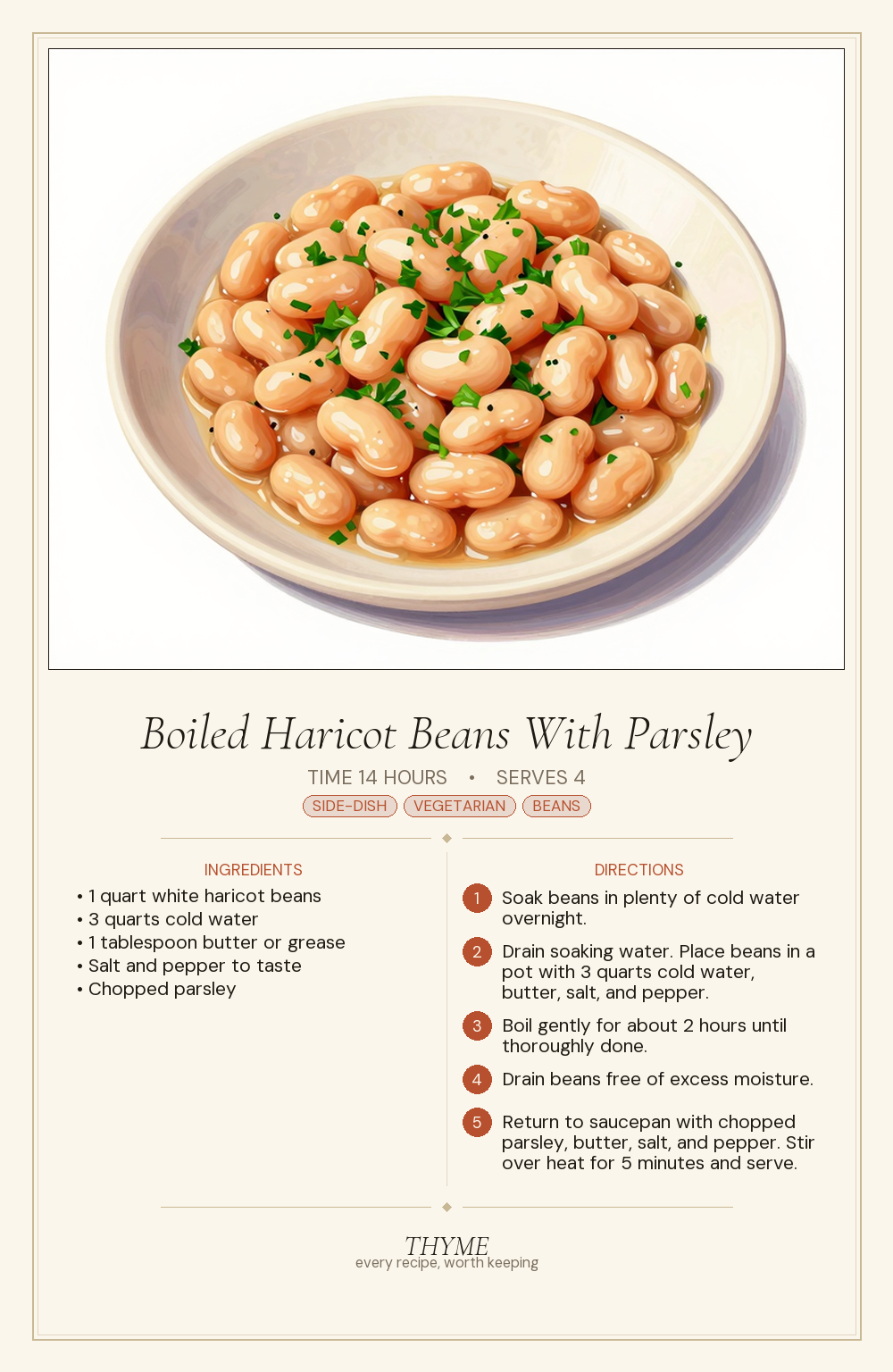 Boiled Haricot Beans With Parsley