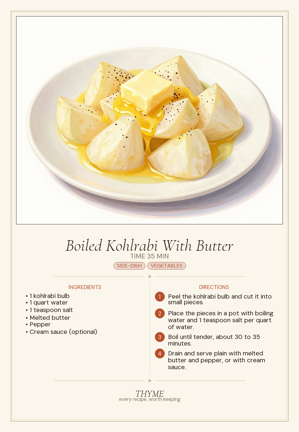 Boiled Kohlrabi With Butter