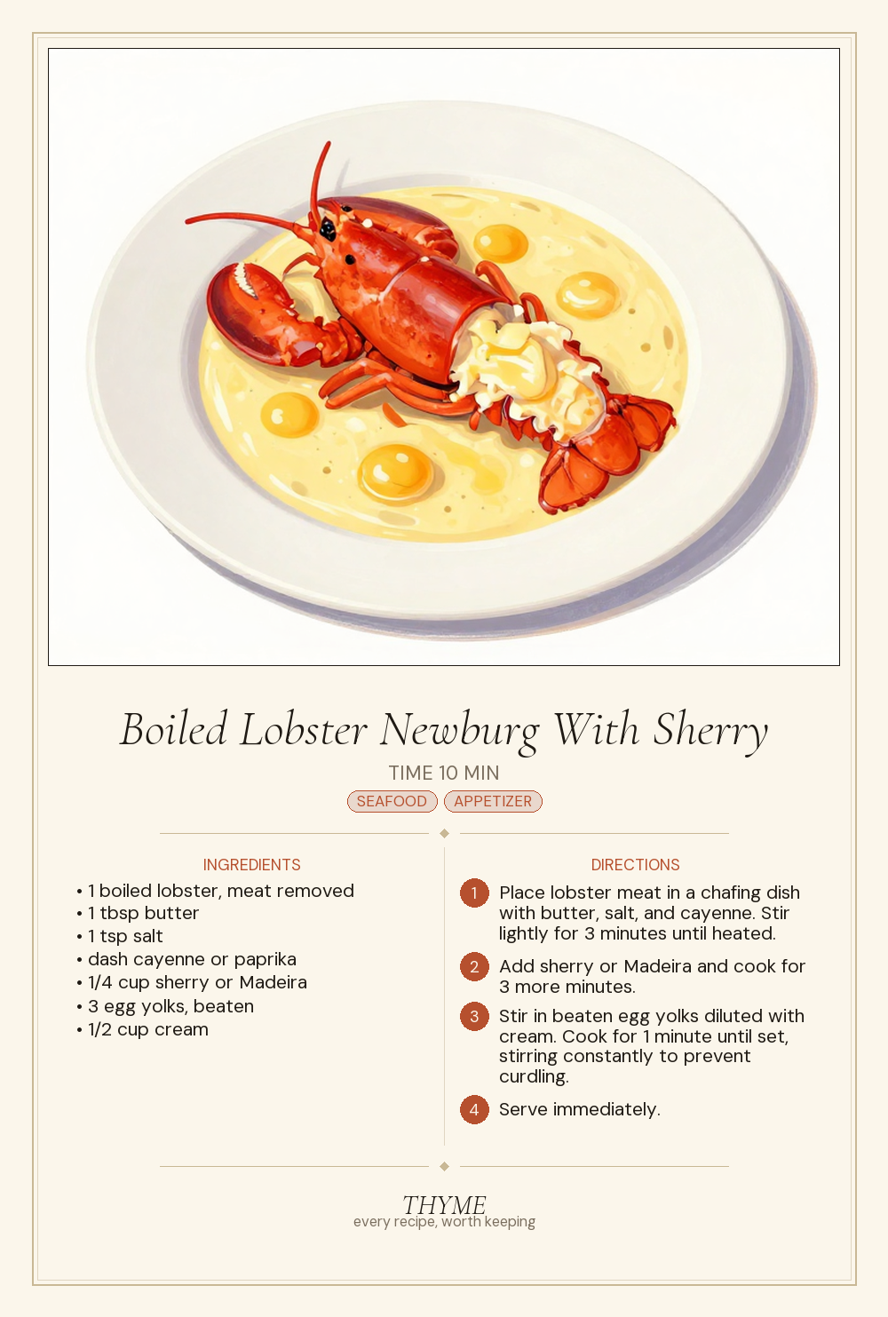 Boiled Lobster Newburg With Sherry