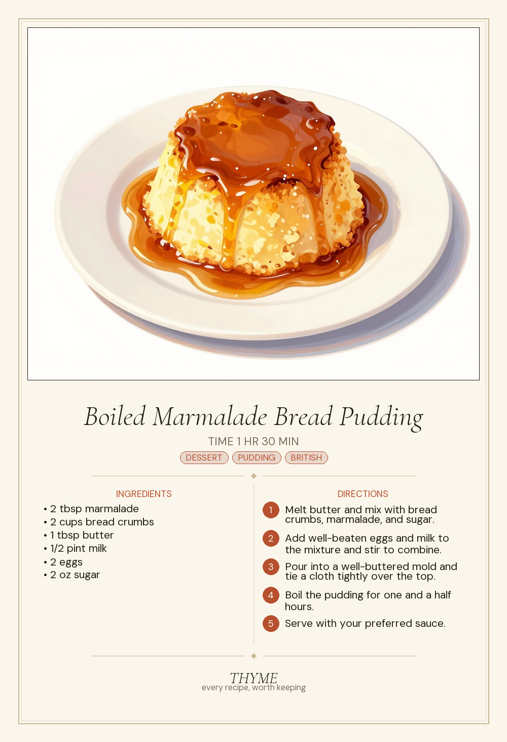 Boiled Marmalade Bread Pudding