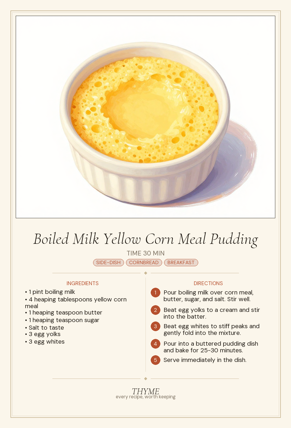 Boiled Milk Yellow Corn Meal Pudding