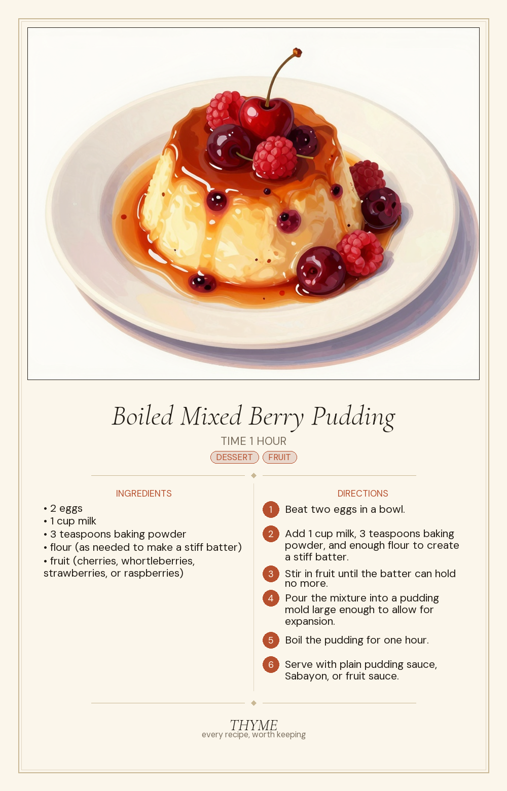 Boiled Mixed Berry Pudding