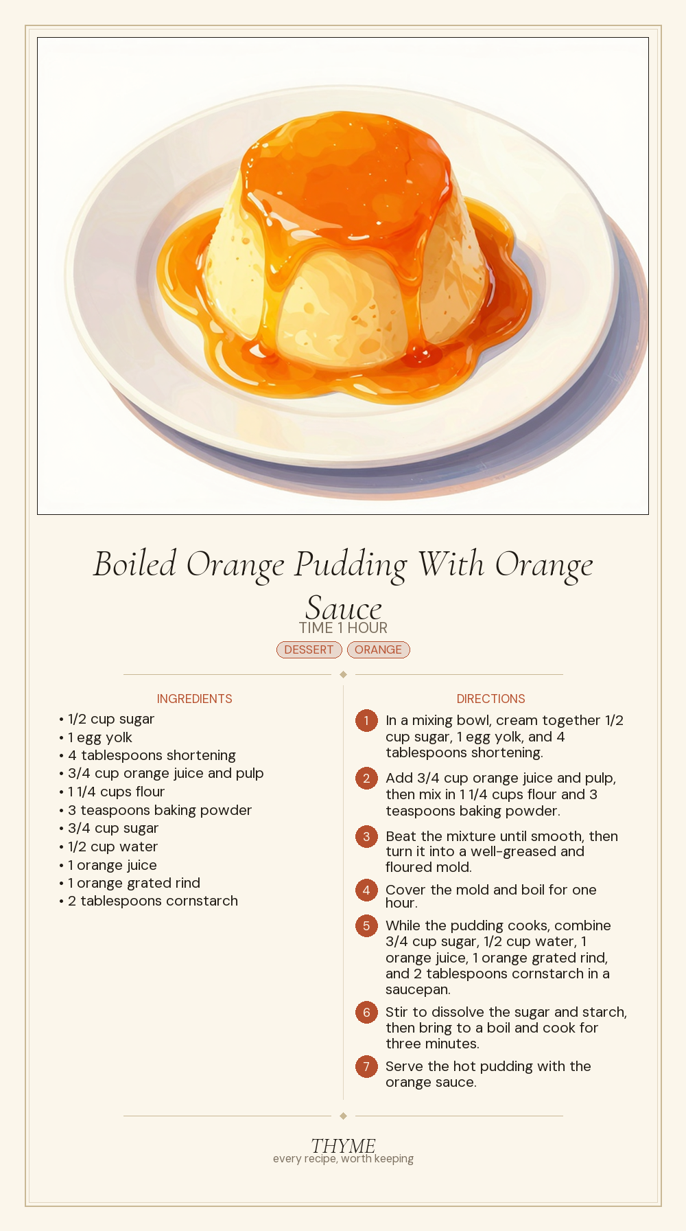Boiled Orange Pudding With Orange Sauce
