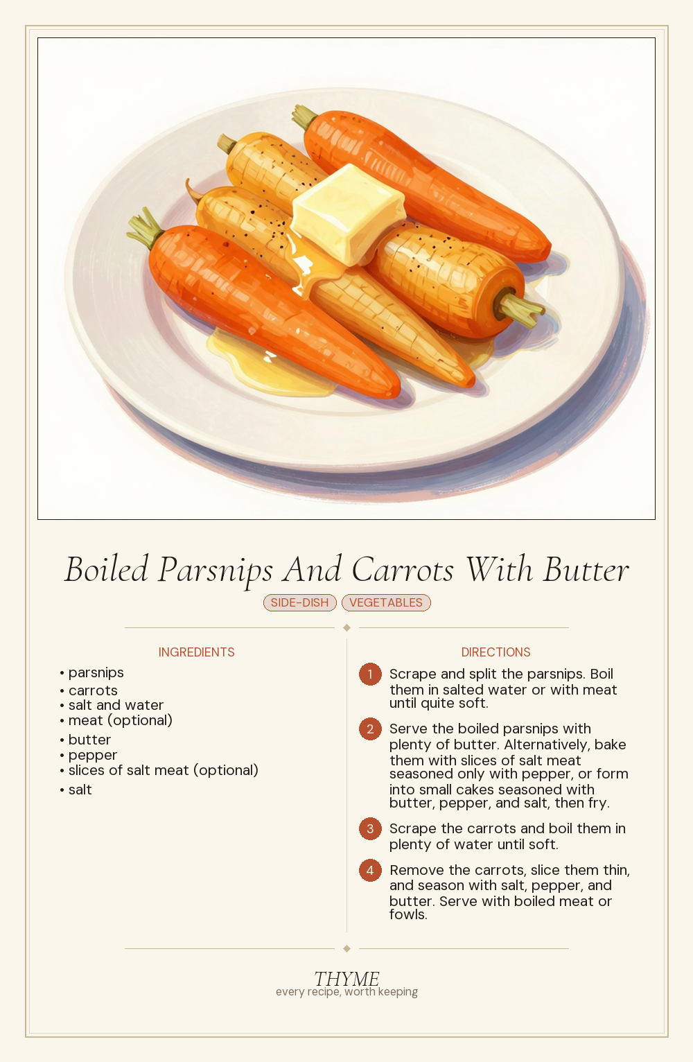 Boiled Parsnips And Carrots With Butter