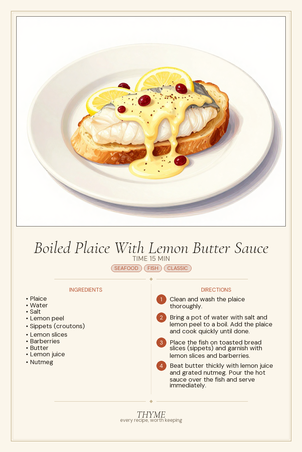 Boiled Plaice With Lemon Butter Sauce