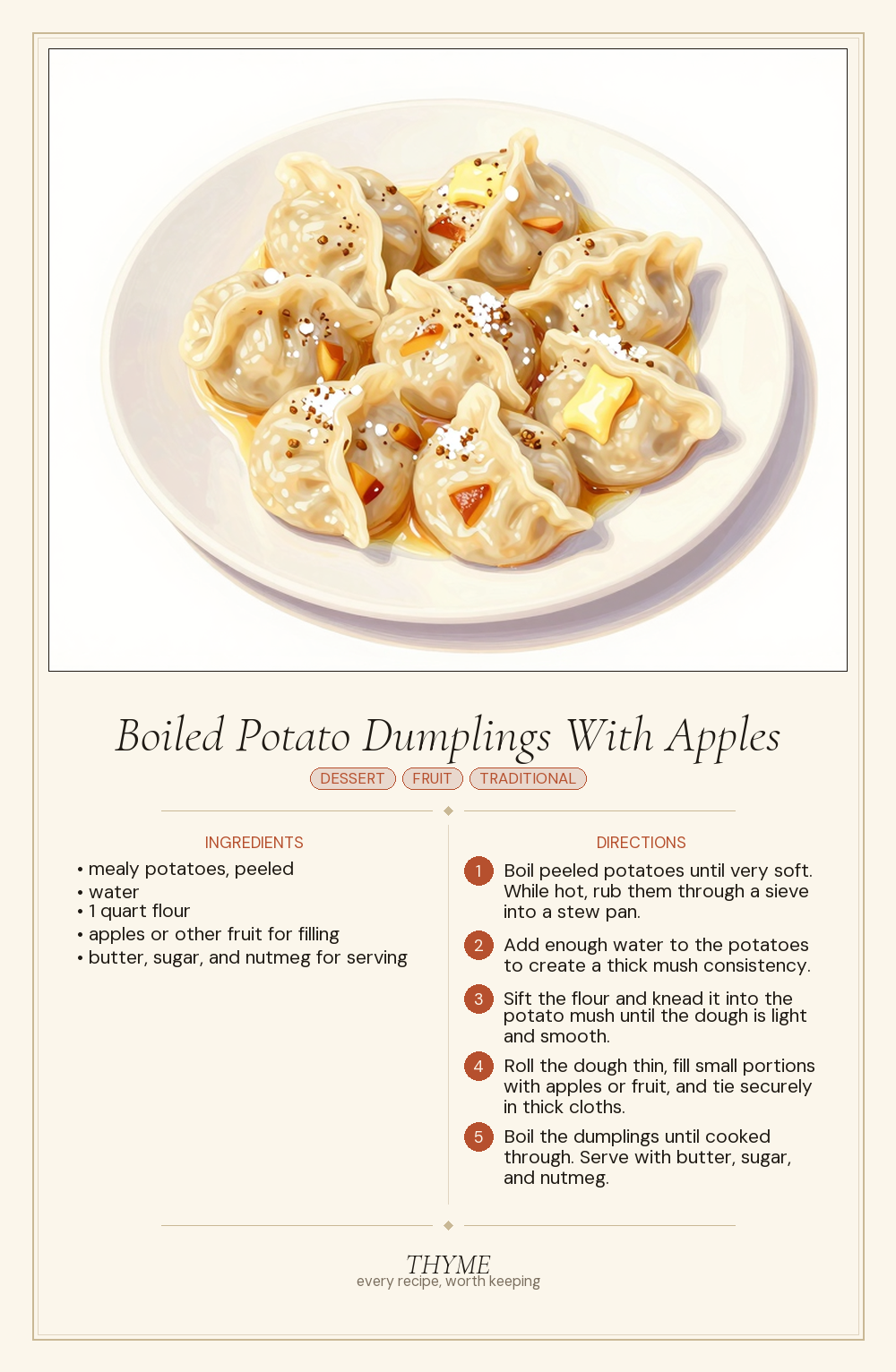 Boiled Potato Dumplings With Apples