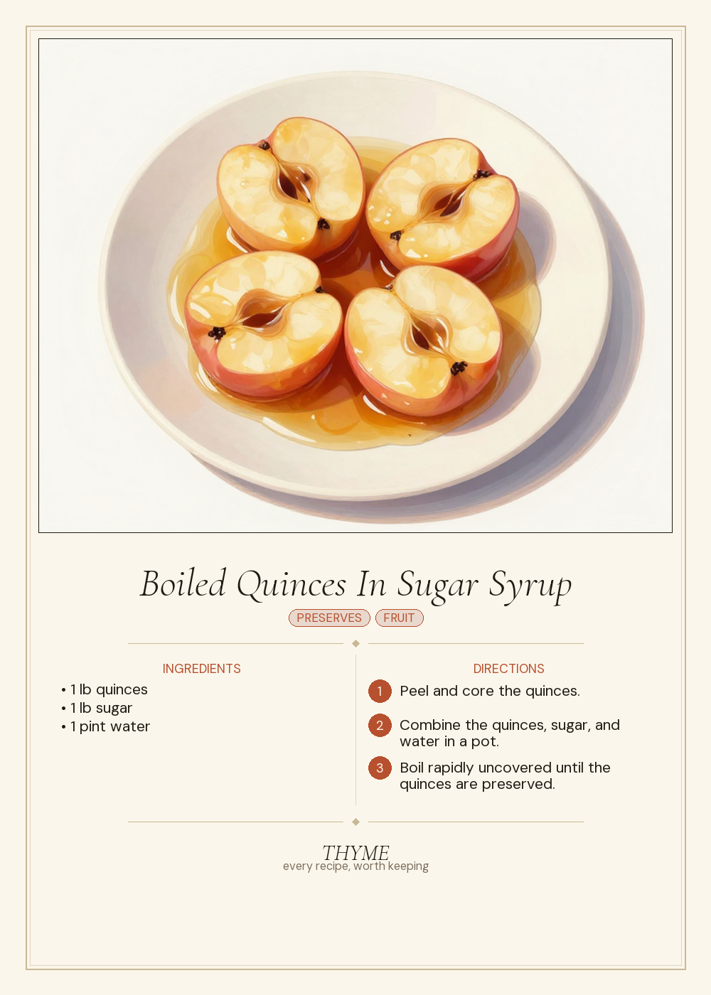 Boiled Quinces In Sugar Syrup