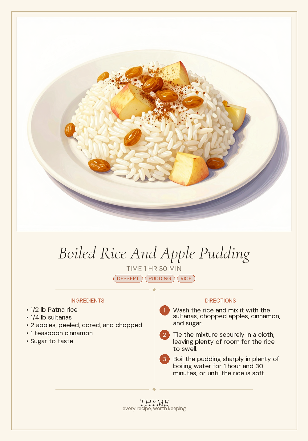 Boiled Rice And Apple Pudding