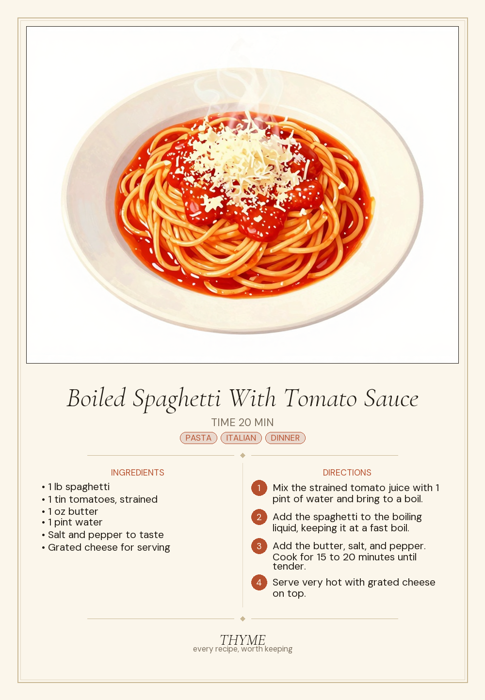 Boiled Spaghetti With Tomato Sauce