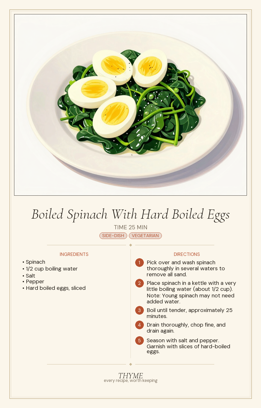 Boiled Spinach With Hard Boiled Eggs