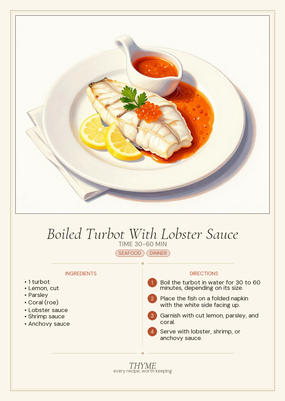 Boiled Turbot With Lobster Sauce