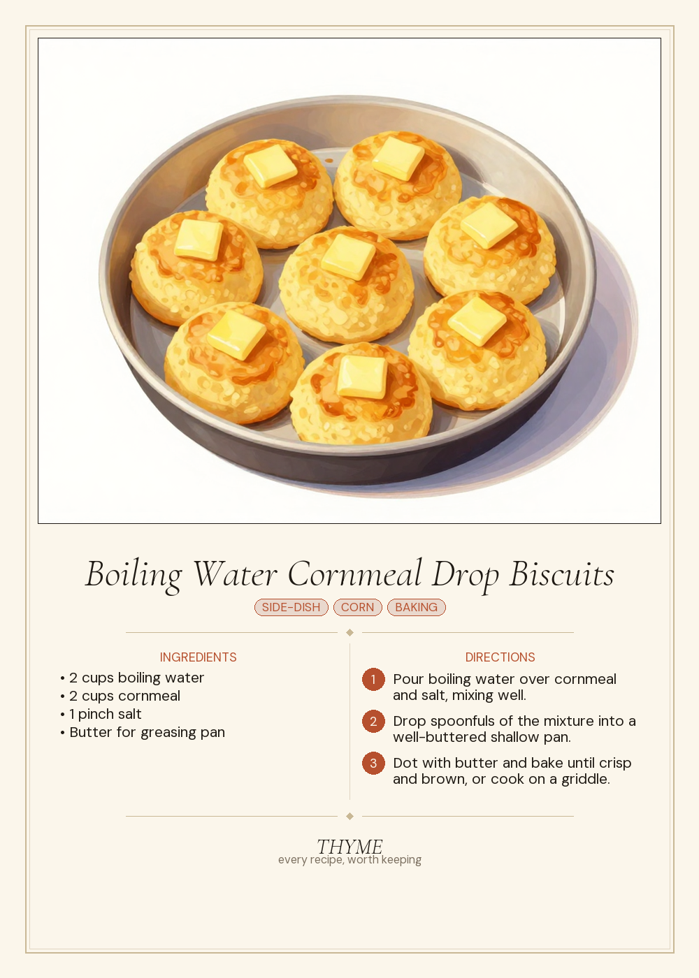 Boiling Water Cornmeal Drop Biscuits